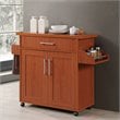 Hodedah Kitchen Island with Spice Rack plus Towel Holder in Cherry Wood
