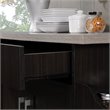 Hodedah Kitchen Island with Spice Rack plus Towel Holder in Chocolate-Gray Wood