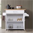 Hodedah Kitchen Island with Spice Rack plus Towel Holder in White Wood
