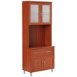 Hodedah Kitchen Cabinet with Top / Bottom Enclosed Cabinet Space in Cherry Wood