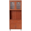 Hodedah Kitchen Cabinet with Top / Bottom Enclosed Cabinet Space in Cherry Wood