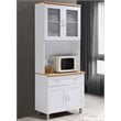 Hodedah Kitchen Cabinet with Top and Bottom Enclosed Cabinet Space in White Wood