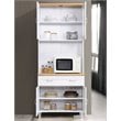 Hodedah Kitchen Cabinet with Top and Bottom Enclosed Cabinet Space in White Wood