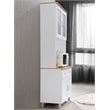 Hodedah Kitchen Cabinet with Top and Bottom Enclosed Cabinet Space in White Wood