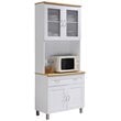 Hodedah Kitchen Cabinet with Top and Bottom Enclosed Cabinet Space in White Wood