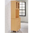 Hodedah Kitchen China with 4-Door 1-Drawer and Microwave Space in Beige Wood