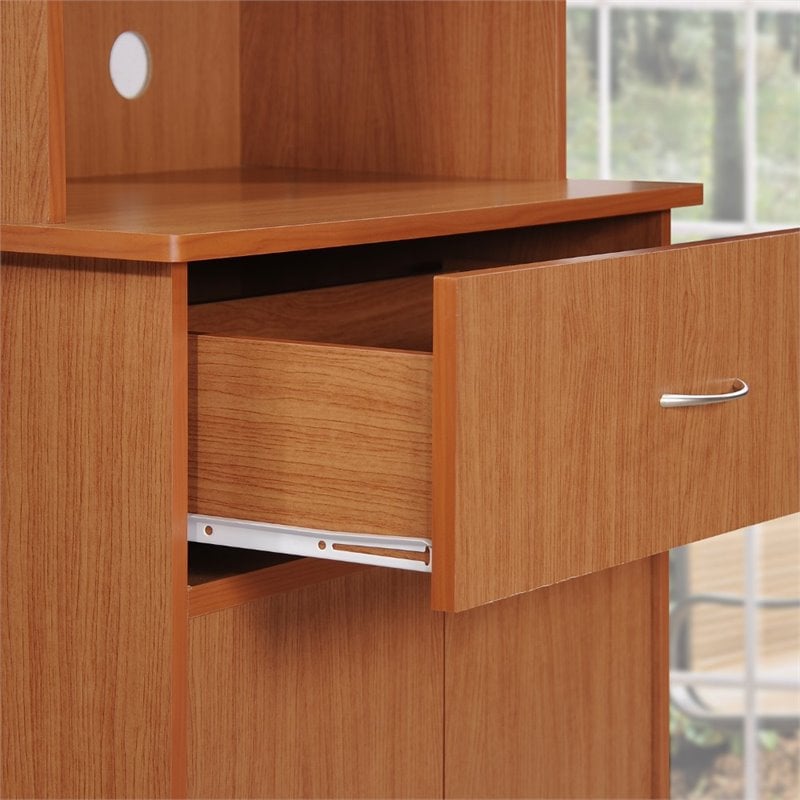 Hodedah Kitchen China with 4-Door 1-Drawer and Microwave Space in Cherry Wood