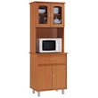 Hodedah Kitchen China with 4-Door 1-Drawer and Microwave Space in Cherry Wood