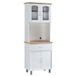 Hodedah Kitchen China with 4-Door 1-Drawer and Microwave Space in White Wood