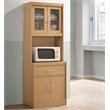 Hodedah Kitchen Cabinet with 1 Drawer plus Space for Microwave in Beige Wood
