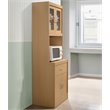 Hodedah Kitchen Cabinet with 1 Drawer plus Space for Microwave in Beige Wood