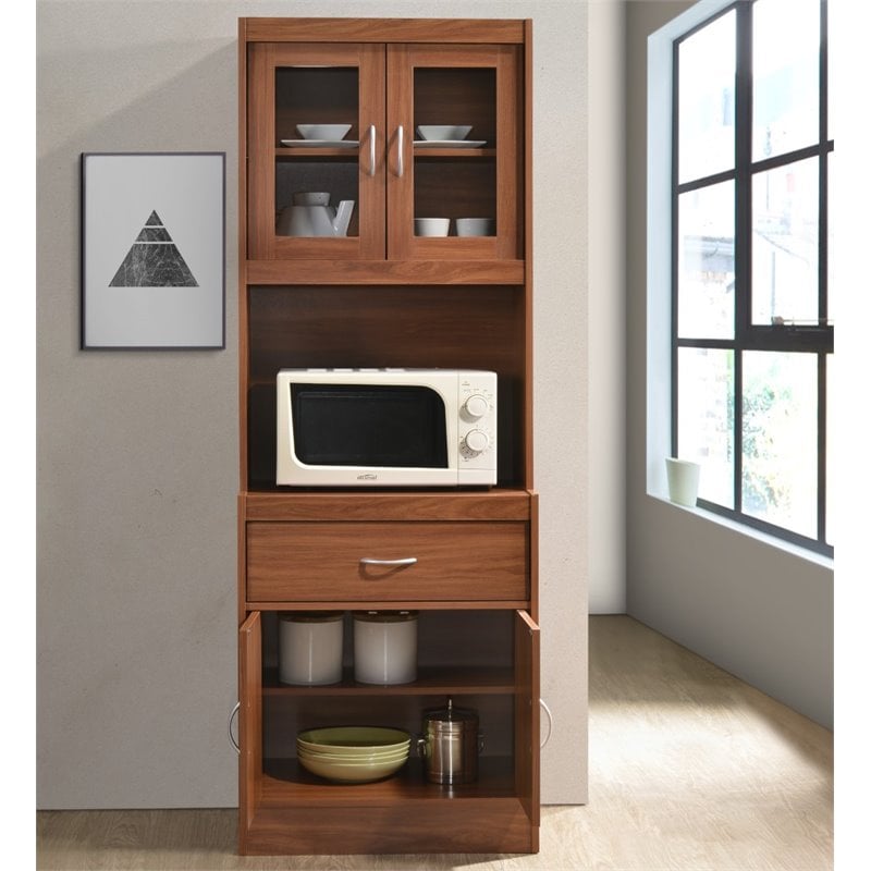 Hodedah Kitchen Cabinet with 1 Drawer plus Space for Microwave in