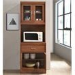 Hodedah Kitchen Cabinet with 1 Drawer plus Space for Microwave in Cherry Wood