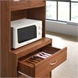 Hodedah Kitchen Cabinet with 1 Drawer plus Space for Microwave in Cherry Wood