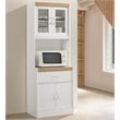 Hodedah Kitchen Cabinet with 1 Drawer plus Space for Microwave in White Wood