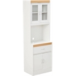 Hodedah Kitchen Cabinet with 1 Drawer plus Space for Microwave in White Wood