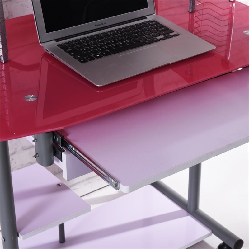 Pink Glass Top Computer Desk , Pink Desks – VLFG