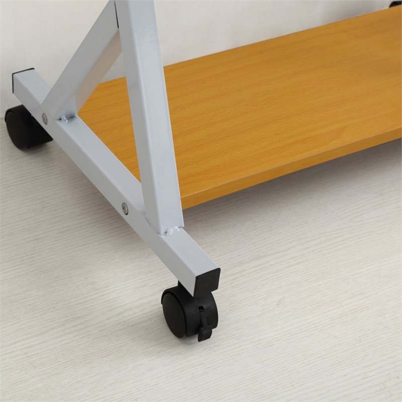 Hodedah Wood Top Laptop Desk on Wheels with Pullout Keyboard Tray in