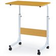 Hodedah Adjustable Height Wood Top Laptop Desk on Wheels in Beige