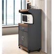 Hodedah Microwave Contemporary Wooden Kitchen Cart in Grey-Oak Finish