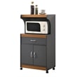 Hodedah Microwave Contemporary Wooden Kitchen Cart in Grey-Oak Finish