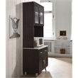 Hodedah Kitchen Cabinet Top and Bottom Enclosed Cabinet Space in Chocolate Wood