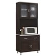 Hodedah Kitchen Cabinet Top and Bottom Enclosed Cabinet Space in Chocolate Wood