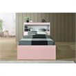 Hodedah Twin Size Captain Bed with 3 Drawers and Headboard in Pink Wood