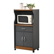 Hodedah Microwave Contemporary Wooden Kitchen Cart in Grey-Oak Finish