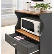 Hodedah Microwave Contemporary Wooden Kitchen Cart in Grey-Oak Finish
