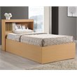 Hodedah Twin Size Captain Bed with 3 Drawers and Headboard in Beige Wood