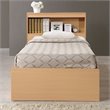 Hodedah Twin Size Captain Bed with 3 Drawers and Headboard in Beige Wood