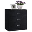 Hodedah Three Drawer Contemporary Wooden Chest in Black Finish