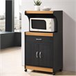 Hodedah Microwave Contemporary Wooden Kitchen Cart in Black-Beige Finish