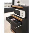 Hodedah Microwave Contemporary Wooden Kitchen Cart in Black-Beige Finish
