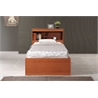 Hodedah Twin Size Captain Bed with 3 Drawers and Headboard in Cherry Wood