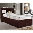 Hodedah Twin Size Captain Bed with 3 Drawers and Headboard in Mahogany Wood