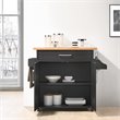 Hodedah Kitchen Island with Spice Rack plus Towel Holder in Black-Beige Wood