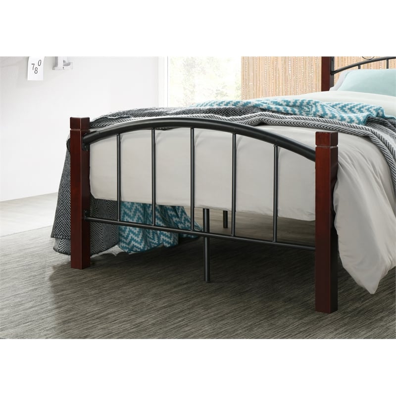 Hodedah Complete Metal Platform Bed with Headboard Footboard Twin Size in Black