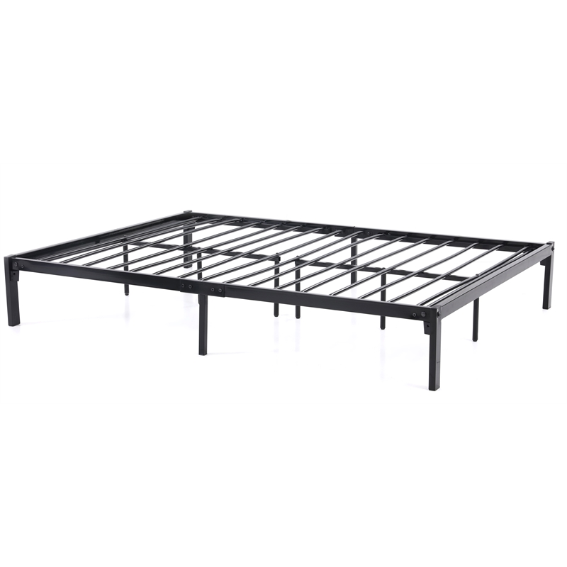 Hodedah Queen Size Metal Bed Frame in Black Finish