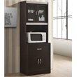 Hodedah Kitchen Cabinet 1 Drawer and Space for Microwave in Chocolate-Grey Wood