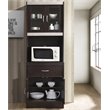 Hodedah Kitchen Cabinet 1 Drawer and Space for Microwave in Chocolate-Grey Wood