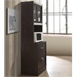 Hodedah Kitchen Cabinet 1 Drawer and Space for Microwave in Chocolate-Grey Wood