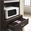 Hodedah Kitchen Cabinet 1 Drawer and Space for Microwave in Chocolate-Grey Wood
