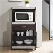 Hodedah Microwave Contemporary Wooden Kitchen Cart in Chocolate-Grey Finish