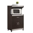 Hodedah Microwave Contemporary Wooden Kitchen Cart in Chocolate-Grey Finish