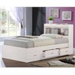 Hodedah Twin Size Captain Bed with 3 Drawers and Headboard in White Wood