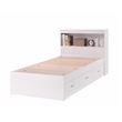 Hodedah Twin Size Captain Bed with 3 Drawers and Headboard in White Wood