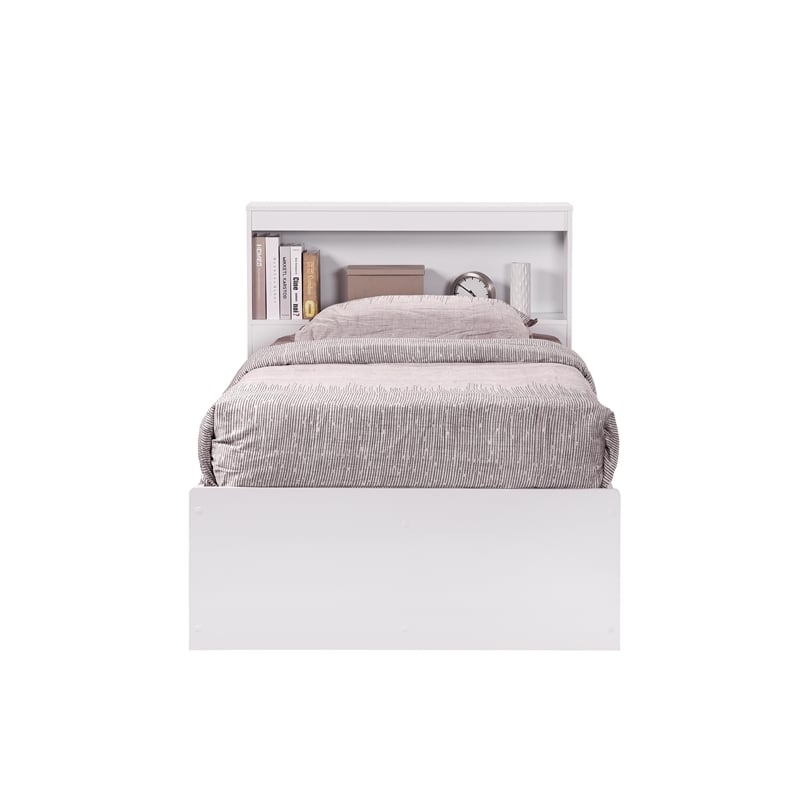 Hodedah Twin Size Captain Bed with 3 Drawers and Headboard in White