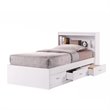 Hodedah Twin Size Captain Bed with 3 Drawers and Headboard in White Wood